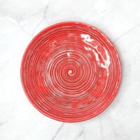 Round Plate Red Spiral  24cm